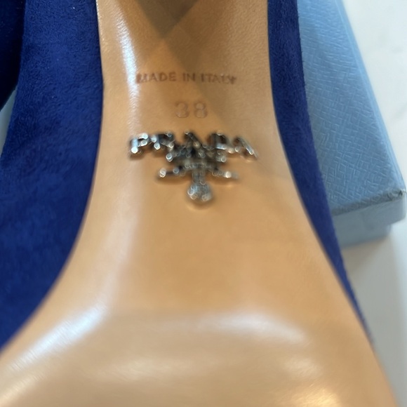 Prada blue suede peep toe excellent condition don't think they were worn size 38 - Picture 7 of 8